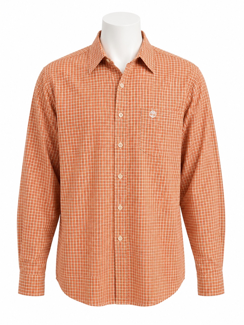 Size L Timberland Men’s Orange Plaid Button Up Shirt Cotton Outdoor‎